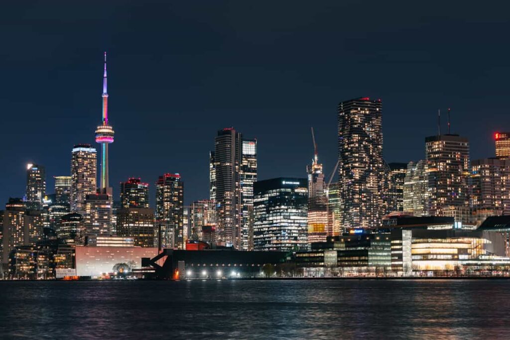 Toronto skyline at night, Canada.