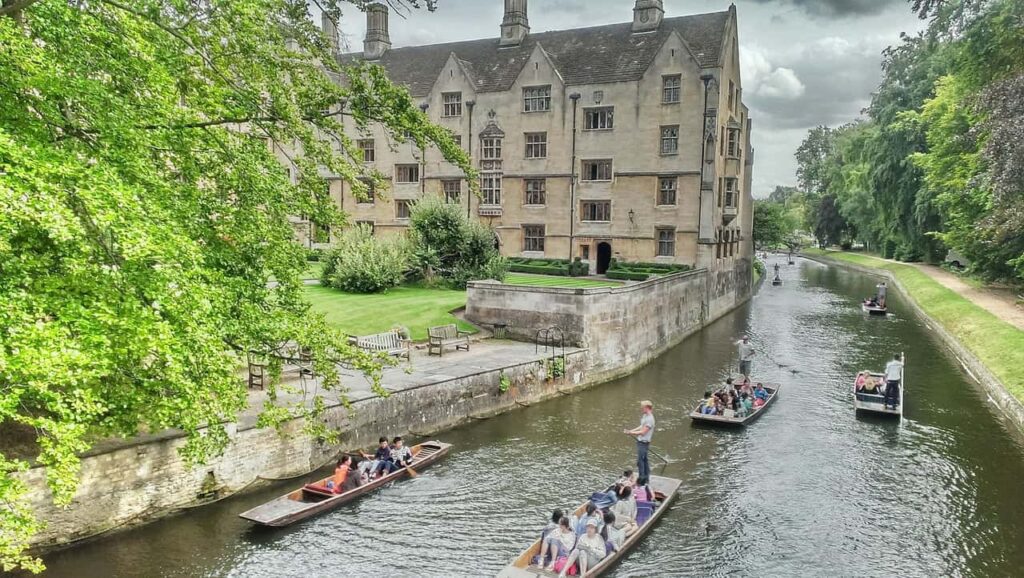 Canal running through Cambridge University, UK.