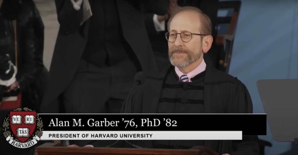 Harvard president Alan Garber delivers his welcome message
