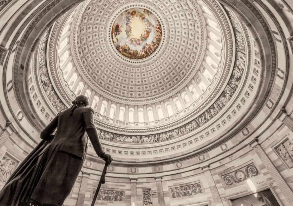Ceiling of the Capitol building, Washington DC, US.