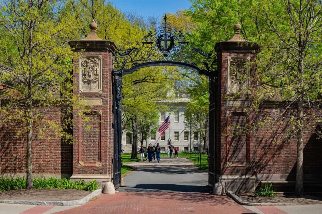 Gates to Harvard University, USA.