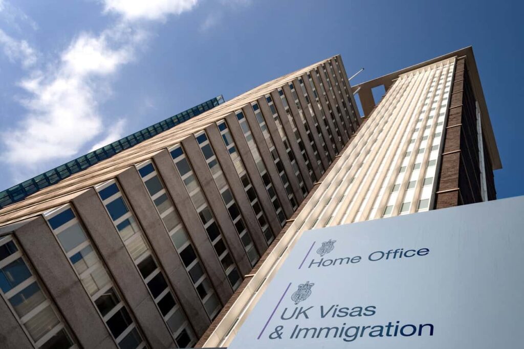 UK Home Office sign and building.
