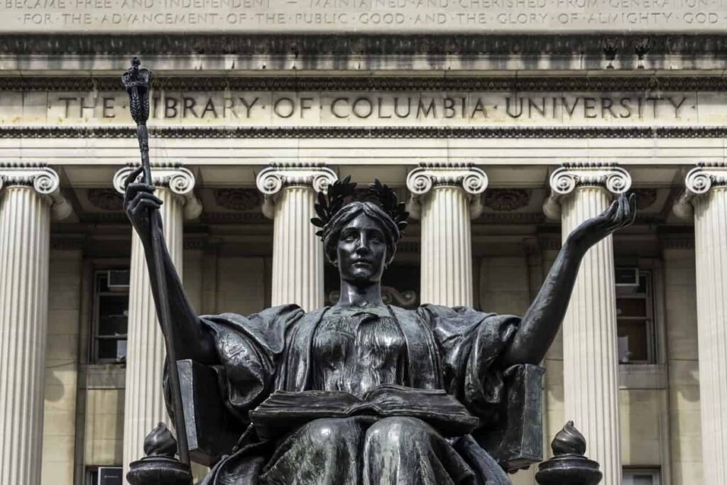 Statue outside Columbia University.